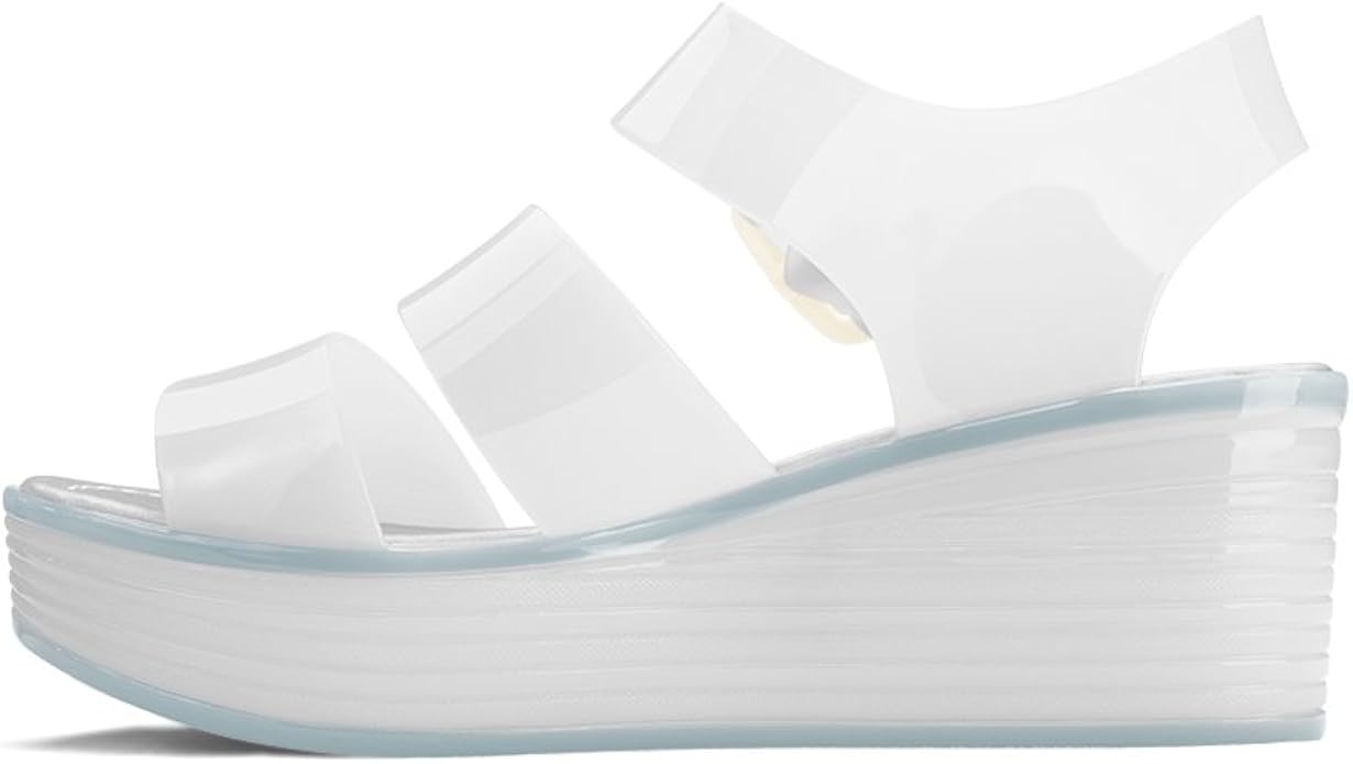 white platform jelly sandals