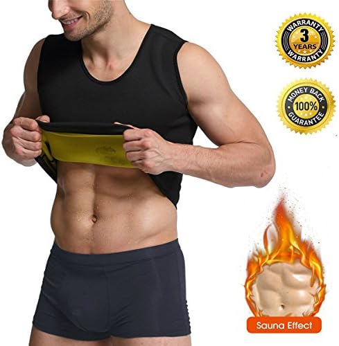 fMen’s Neoprene Hot Sweat Waist Trainer Sauna Vest/Workout Shirt No Zip - Body Shaper Tank Topor Weight Loss Compression | Slimming Corset Shaperwear | Thermo Sauna Suits｜Fat Burner (X-Large)
