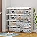 KOUSI Portable Shoe Rack Shoes Cabinet Organizer 48 Pair Tower Shelf Storage Cabinet Stand Expandable for Heels, Boots, Slippers， 8 Tier White