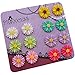 Princess-J Color Daisy Flower Magnetic Clip On Stud Earrings, Pack of 7 Pairs