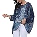 JLTPH Ladies Batwing Chiffon Shirt Bohemian Semi Sheer Loose Floral Blouse Tunic Tops