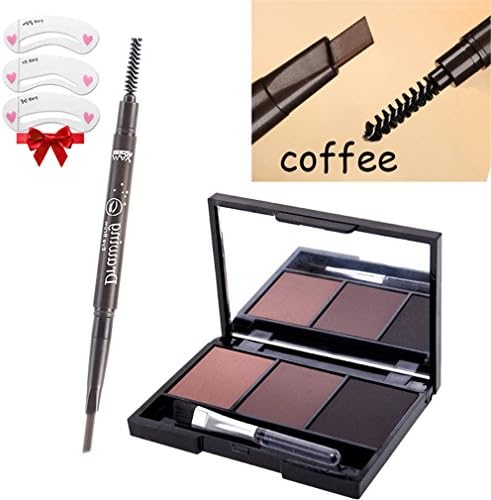 Portable Eyebrow Enhancer Set [Eyebrow Powder Palette+Waterproof Eyebrow Pencil ] Makeup For Eyes Brow And Paint Brush Light Green