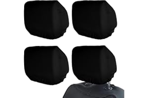 getfay 4 PCS Car Seat Headrest Cover, 9.84" x 11.02" Comfortable Car Head Rest Protector Dirt-Proof Headrest Cover Replacement, Protecting Decorative Accessories, for Cars, Vans, Trucks (Black)