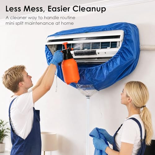 ZSPLIT-MAIR Kit pulizia condizionatore 360° professionale per climatizzatore split e condizionatori a parete, telo pulizia con accessori per una pulizia facile in casa (Blu Scuro, XL)
