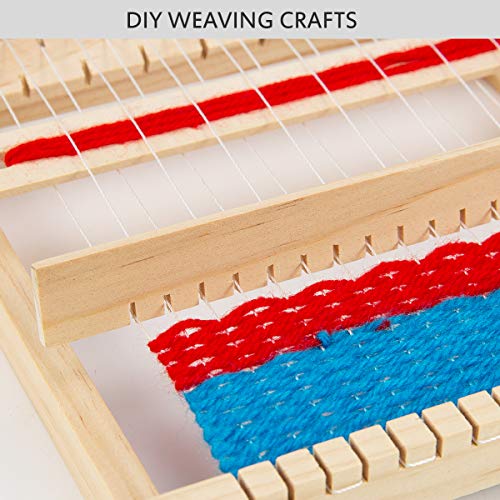 Weaving Loom Kit for Kids DIY Weaves Craft, Small Wooden Waving Loom Frame 6.5 by 7.5 Inches