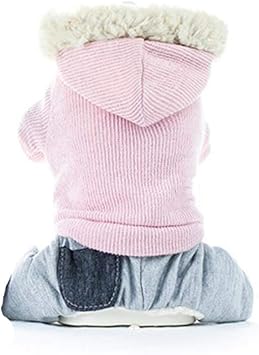 Amazon ピンク 中小サイズの犬 フード付きペット服 ペット服 秋と冬のフード付きペット服 Size M ペット服 首輪 ハーネス リード 通販