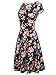 oxiuly Women's V-Neck Cap Sleeve Floral Casual Work Stretchy Swing Dress OX233 (S, Navy Blue Floral)