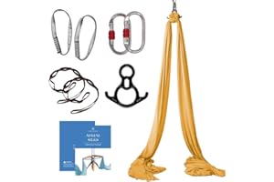 aum active Aerial Silks Starter Kit - Durable 9 Yards of Aerial Yoga Hammock with Hardware & Guide - Aerial Swing for Acrobatic Flying Yoga & All Levels (Aerial Rigging Point Up to 13ft)