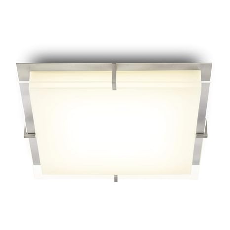 Led Nickel Flush Mount Ceiling Light Square Glass