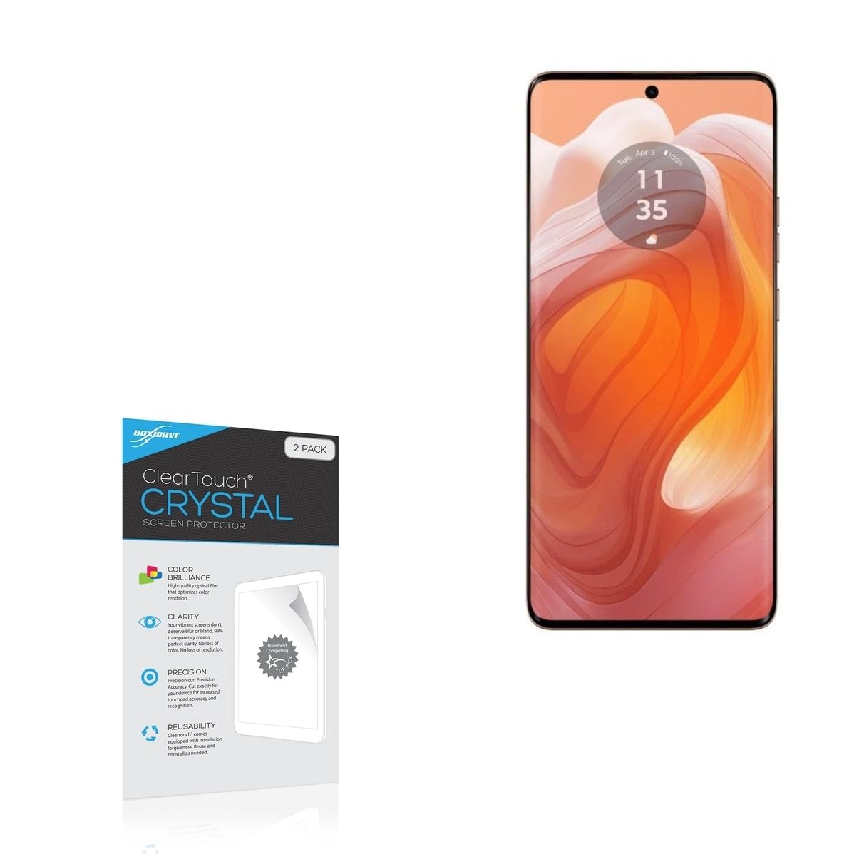 BoxWave Protector de pantalla compatible con Motorola Edge 50 Ultra - ClearTouch Crystal (paquete de 2), película HD - Protege contra arañazos
