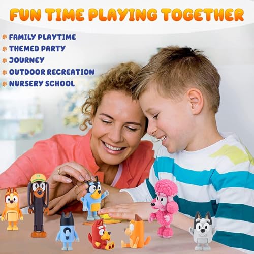 8 PCS Action Toys Playset, Wolves Action Figurines Family and Friends Set,Toys for Toddlers Muffin Cake Toppers Bandit (Dad) Chilli (Mum) Coco Bingo Snickers Rusty(Small)