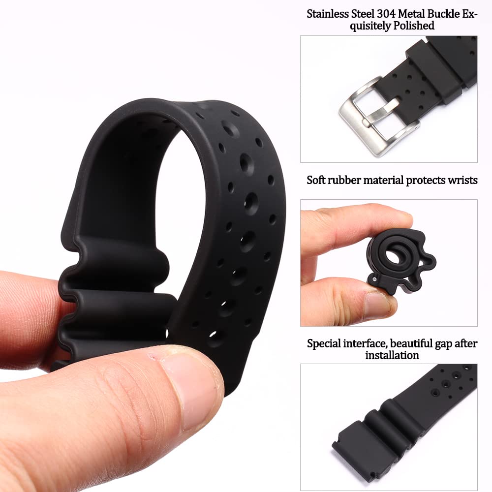 24mm Silicone Watch Band Compatible with Citizen Hyper Aqualand Duplex Promaster Men's Dive Strap Sport Waterproof Wristband
