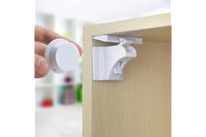 5 Pack Magnetic Cabinet Locks Baby Proofing - Children Proof Cupboard Drawers Latches - Adhesive Easy Installation