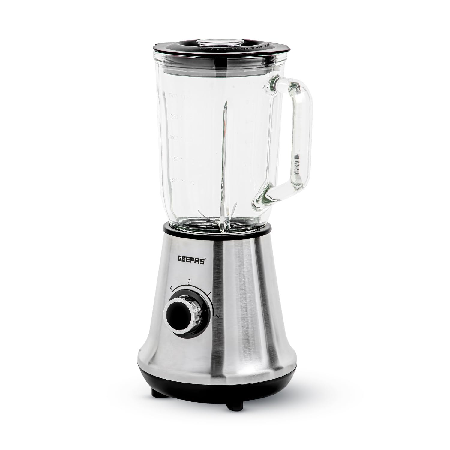 Geepas 700W Glass Jug Food Blender Smoothie Maker | Stainless Steel Cutting Blades, 3 Speed Control with Pulse & 1.5L Glass Jar | Powerful Copper Motor Jug Blender & Ice Crusher – 2 Year Warranty