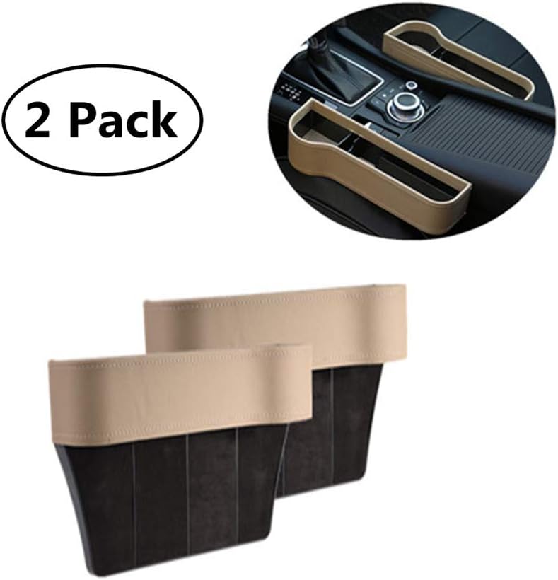 Todaytop 2 Pack Car Seat Gap Storage Box Cup Holder Mobile Phone Holder Multifunctional Auto Accessories Premium PU Leather Seat Catcher Gap Filler Car Organizer Compartment for Snacks, Electronics