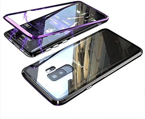 Laxus Samsung Galaxy S9+ Plus Case, Ultra-Thin Case, Magnetic Adsorption Technology, Metal Frame, Clear Tempered Glass Back,(Without Tempered Glass in Front) for Samsung Galaxy S9 Plus
