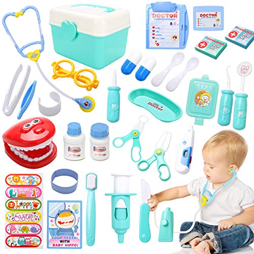 Tencoz Kids Doctor Kit, 31 Piece Pretend Play Toys Dentist Medical Educational Toy with Electronic Stethoscope for Boys Girls Ages 3-6 - Thumbnail 7