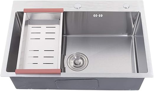 Sink Fregadero de Cocina de un Solo Recipiente de Acero Inoxidable 304