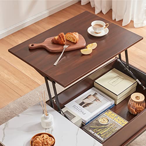 Tbfit Lift Top Coffee Table with Hidden Storage Compartment, Smart Mid Century Coffee Table