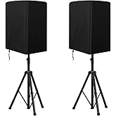 Yexcend 2PCS Speaker Cover for 8 Inch PA/DJ Powered Speaker Mounted on Stand, Outdoor Speaker Covers UV Protection Water Resistant Dustproof 800D Oxford Cloth(Black)