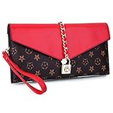 Women Flower Designer Evening Clutch Crystal Evening Handbag with Lock (Red)