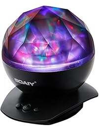 SOAIY Sleep Soother Aurora Projection LED Night Light Lamp with 8 Lighting Mode & Speaker, Relaxing Light Show for Baby Kids and Adults, Mood Light for Baby Nursery Bedroom Living Room (Black)