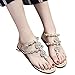 Haoricu Clearance Bohemia Beaded Womens Summer Sandals Flat Crystal Shining Rhinestones Chain Slipper T-strap Comfortable Shoes Larger Size 36~47