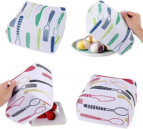 McoMce Food Covers for Outdoors, 4 Pack Folding Food Tents, Heat Preservation Food Nets for Outdoors, Cute Outdoors Food Covers, Reusable and Collapsible Food Screen Covers for Parties Picnics, BBQs