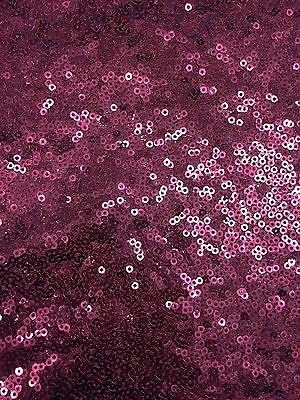 Burgundy Mini Disc All Over Sequin Nylon Mesh Gown Decor Fabric - BTY - 54"/55"