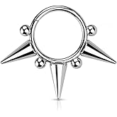 Pierced Owl 16GA Precision All 316L Stainless Steel Spikes and Balls Hinged Segment Ring