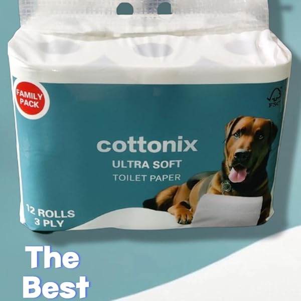 COTTONIX ULTRA SOFT 3-PLY TOILET PAPER – 12 ROLLS, 200 SHEETS EACH, MADE WITH NATURAL VIRGIN WOOD PULP
