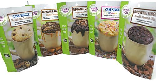Variety Pack - Molly & You Brownie/Cake Single (2.75oz) - Double Chocolate Chip, Salted Caramel, Ooey Gooey Chocolate, Celebration, Chocolate Chip Cookie Dough