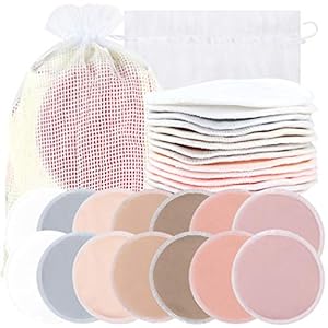 wegreeco Bamboo Nursing Breast Pads (14 Pack) + Laundry Bag & Travel Storage Bag, 4.7 inch Option – Washable & Reusable…