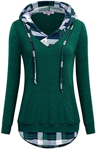Misswor Womens V-Neck Long Sleeve Pullover Sweatshirt Hoodies