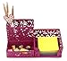 EasyPAG Hollow Flower Pattern 3 Compartment Office Desktop Supplies Organizer ,Rose Red