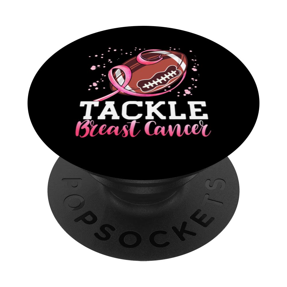 Tackle Breast Cancer Football Pink Ribbon PopSockets Swappable PopGrip — image 1