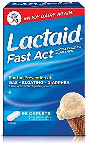 Lactaid Dietary Supplements Fast Act Caplets 1 Pack (96 Count) Lactose Intolerance by Breaking Down Milk Sugar
