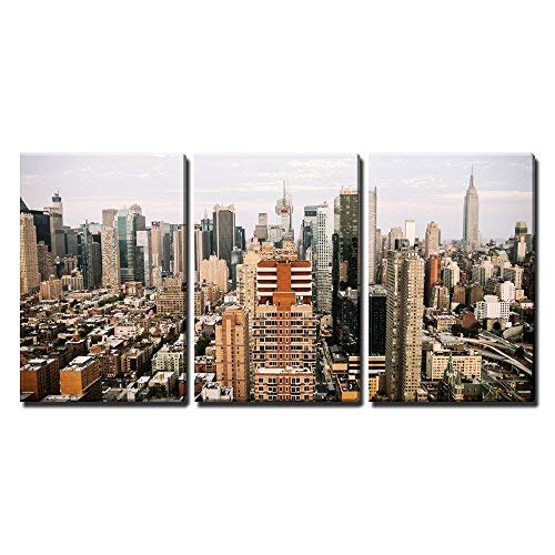 Skyline View of City Buildings Home Art x3 Panels