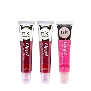 3 PACK!! NICKA K NEW YORK Lip Gel Color with Vitamin E (Bubble Gum & Strawberry & Cherry)