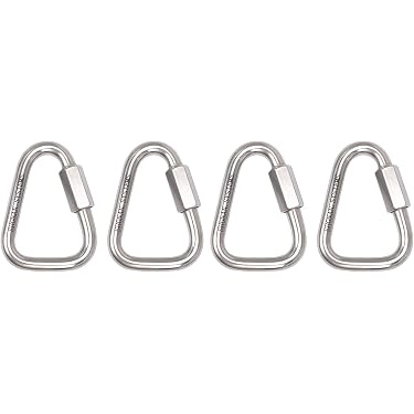 BEWISHOME D-Shape Locking Carabiner – 8-Pack Black Quick Links, Heavy-Duty Chrome-Plated Iron, 1653 Lbs Load Limit, For Camping, Backpacks, Key Rings & Chains