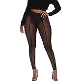 Evankin Womens Sheer Mesh Tights High Waisted Tight Outfits See Through Black Leggings for Women Yoga Pants Plus Size