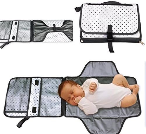 Portable Baby Change Pad, Storage Pockets, Compact, Wipe Clean, Built In Head Cushion and body padding for comfort, Attach To Stroller, Wrist Strap, Travel Kit, Baby Shower Gift.