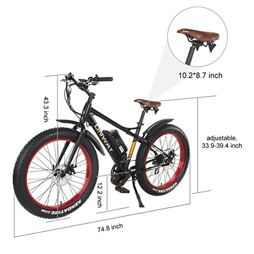 ONWAY 26" 750w Fat Tire All Terrain Using Electric Bicycle, Best Suit for Snow & Beach with Pedal Assist and Throttle