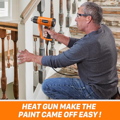 Heat Gun, SEEKONE 2000W Professional Heavy Duty Hot Air Gun Kit 400℃ & 600℃ Dual-Temperature Settings with Flame Retardant Protective Cover, 4 Nozzles for Crafts, Shrinking PVC, Stripping Paint