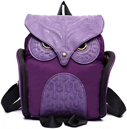 SP-CHARMING Stylish Cool Owl Backpack Unique owl shape design chic and trendy (Purple)