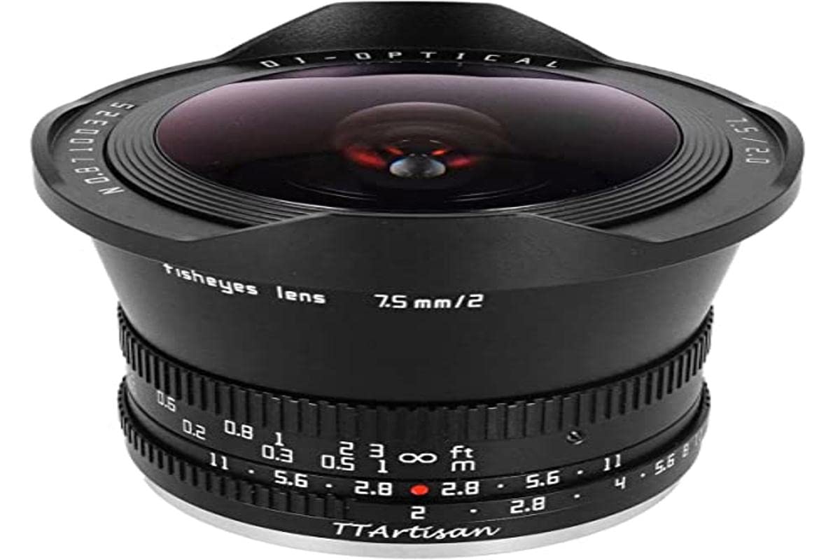 TT Artisan 7.5 mm F2.0 APS-C Fisheye Lens Connection Fuji X Mount Black Ultra Wide Angle Lens with 180 Degree Viewing Angle