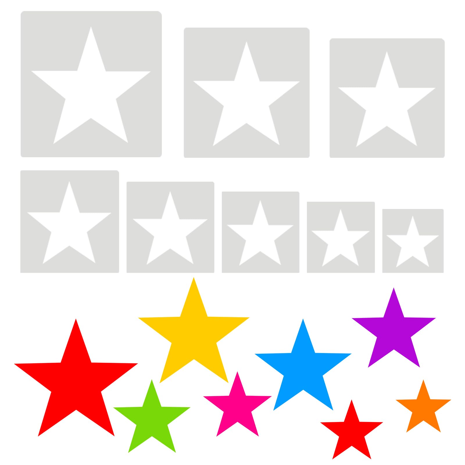 Bliceon 8Pcs Star Stencils for Painting, Large Reusable 5-Point Star Templates for Painting on Walls Wood, Paper, for Art Projects & Home Decoration Versatile Plastic Stencils