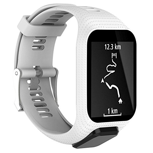 Alonea Replacement Silicone Band Strap For TomTom Spark 2/3 Sport GPS Watch (White)