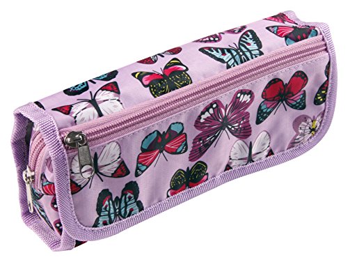 Clairefontaine - Ref 8534C - Fantasy Rectangular Combi con Estuche Plano - Tamaño 22 x 6 x 12 cm - Adecuado para almacenar y transportar lápices, bolígrafos y accesorios - Patrón Mariposas Rosa