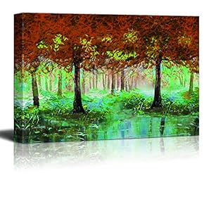 Oil Painting Red Forest Theme for Living Room...